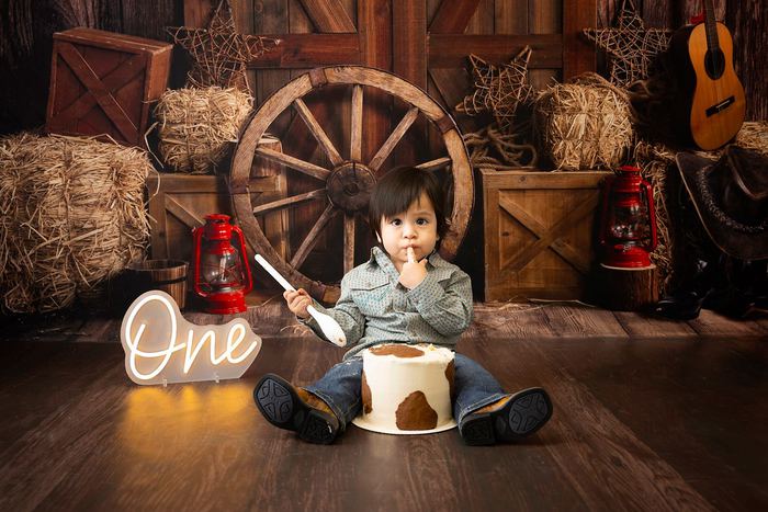 First birthday cake smash portrait by Lilia Photography