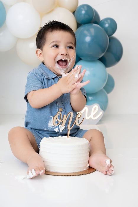 First birthday cake smash portrait by Lilia Photography