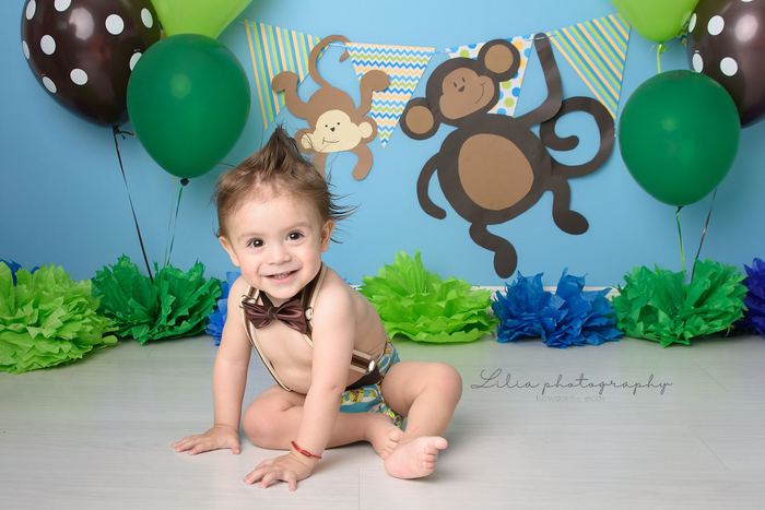 First birthday cake smash portrait by Lilia Photography