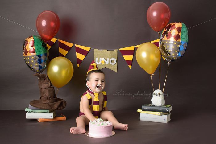 First birthday cake smash portrait by Lilia Photography