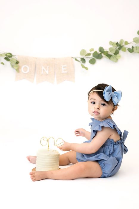 First birthday cake smash portrait by Lilia Photography