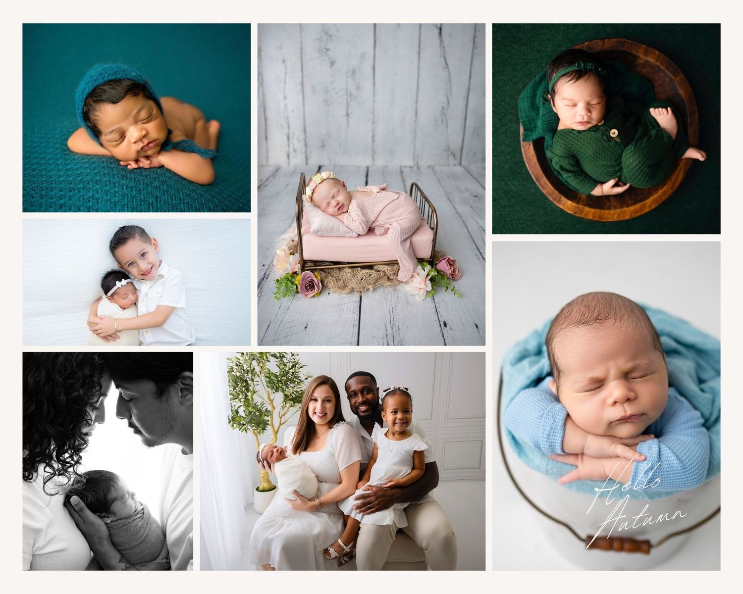 Sample collage of newborn images from the Luxe collection